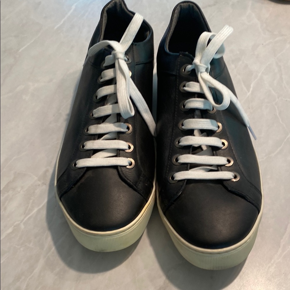 MASSIMO G Classic Black Leather Sneakers Made in Italy